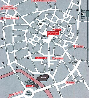 mapa centrum Krakowa